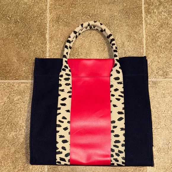 Vineyard Vines Navy, Red & Animal Print Tote - Picture 1 of 3